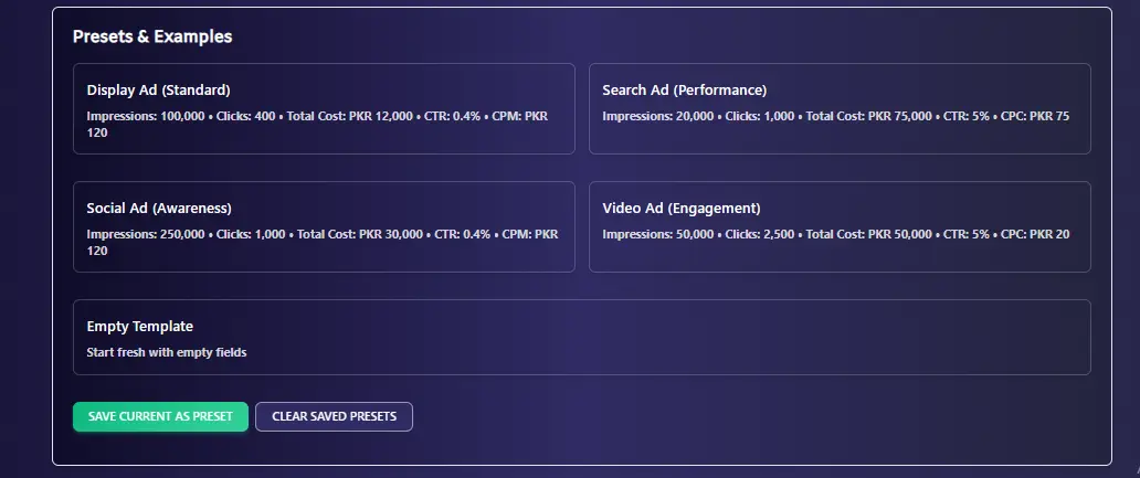 Specific Ads Presets & Examples